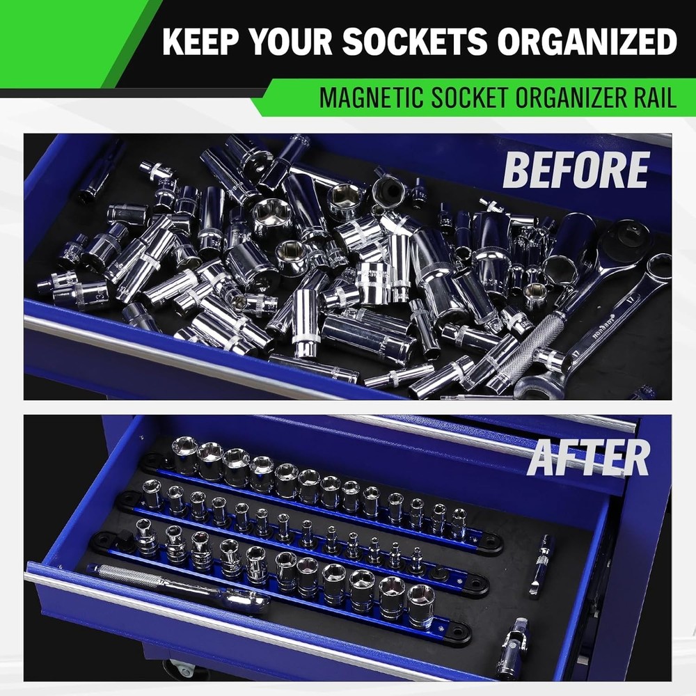 Aluminum 1/2-Inch Socket Organizer Rail - Smart Tool Storage Solution