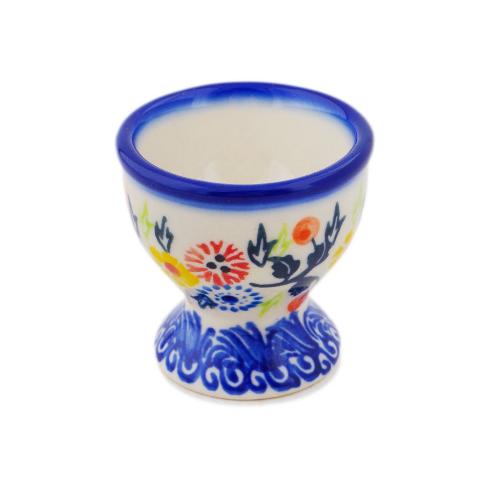 Polish Pottery Egg Holder 2" Pastel Spring Wreath