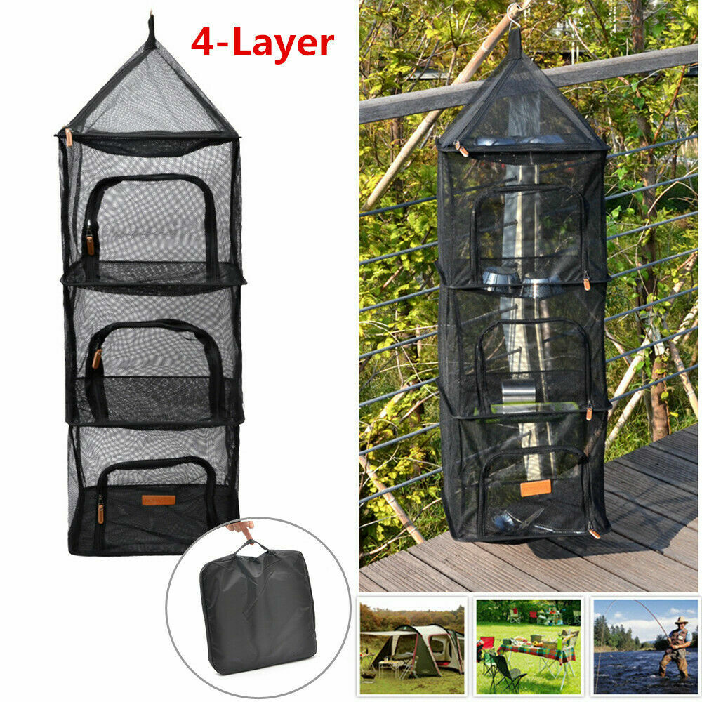 4 Layer Folding Mesh Camping Tool Shelf