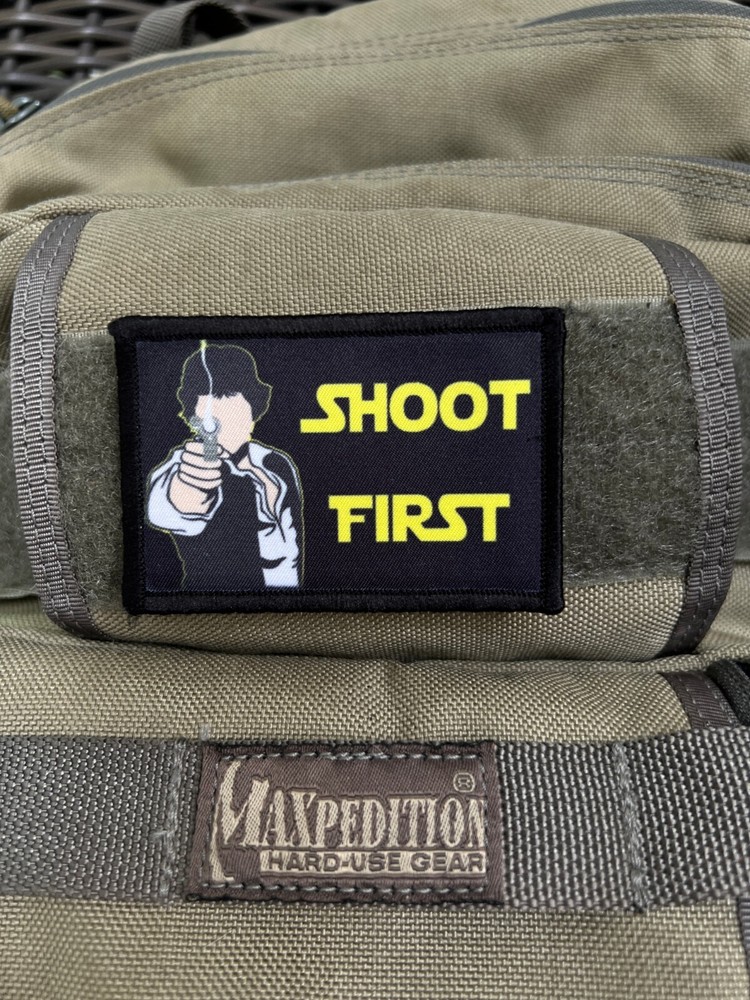 Han Solo "Shoot First" Star Wars Morale Patch.