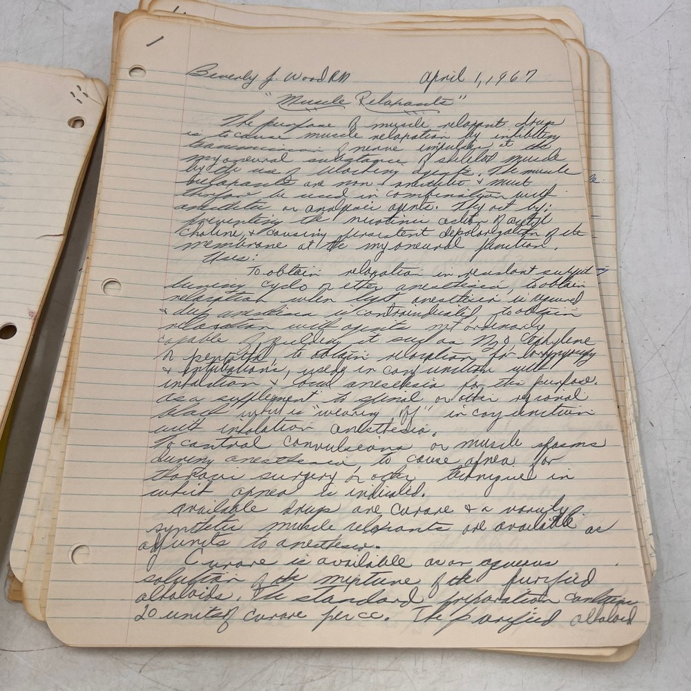 Vintage Medicine Science Note Term Papers School 1960s Class Handwritten Cursive
