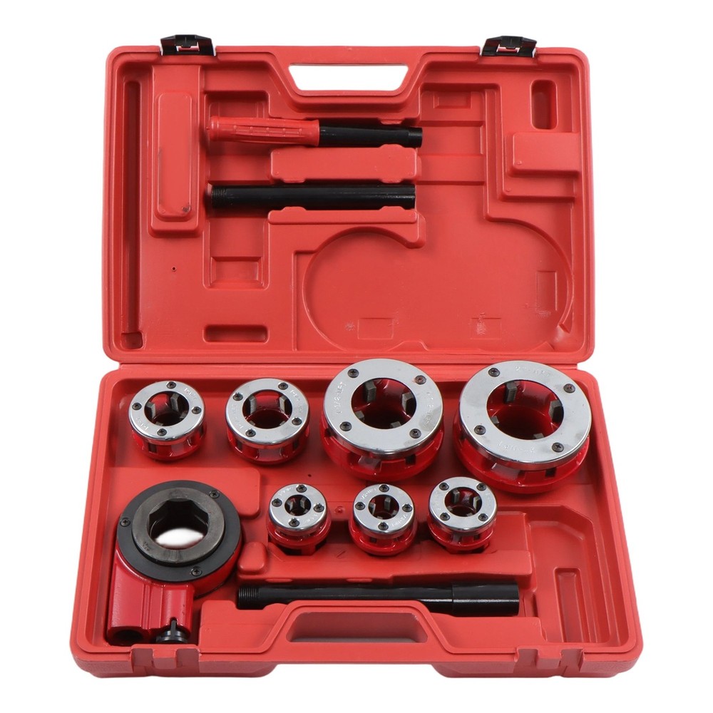 7 Size 3/8" To 2" Dies Set W/ Handle Pipe Threader Threading BSPT Pipe Threader