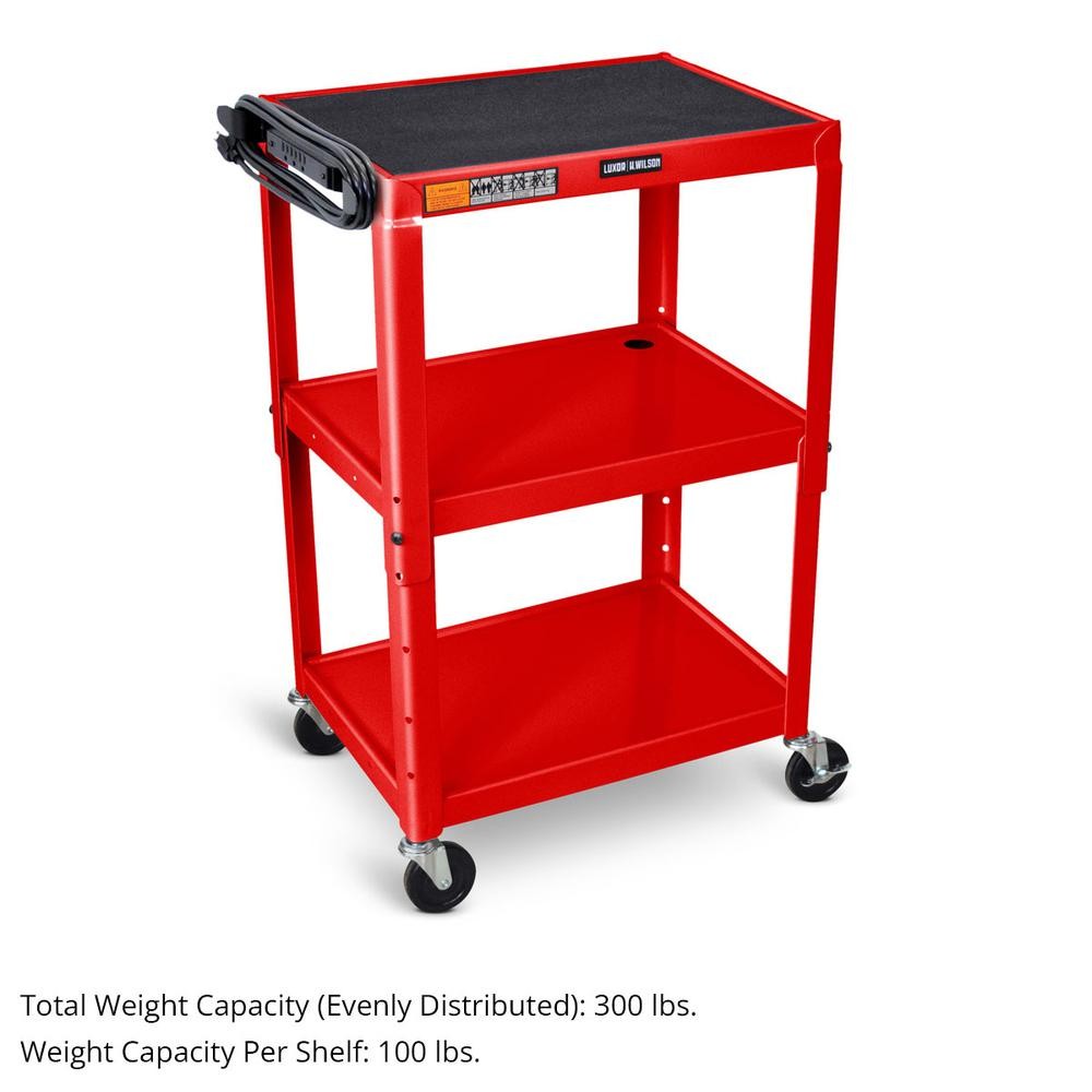 Adjustable-Height Steel Utility Cart - Red