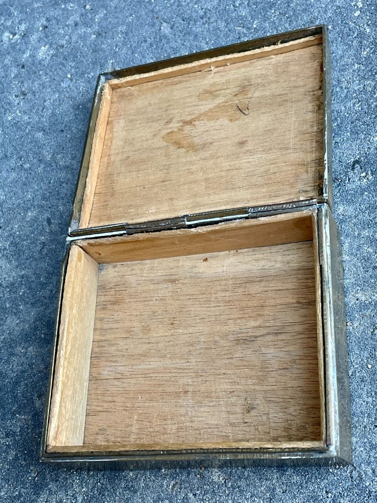 Vintage Brass Cigarette Box (Wood Lined)