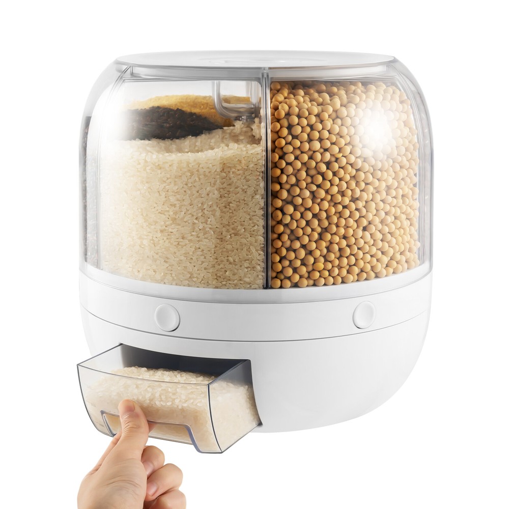360° Rotatable Cereal Grain Dispenser Storage Box Kitchen Rice Container US