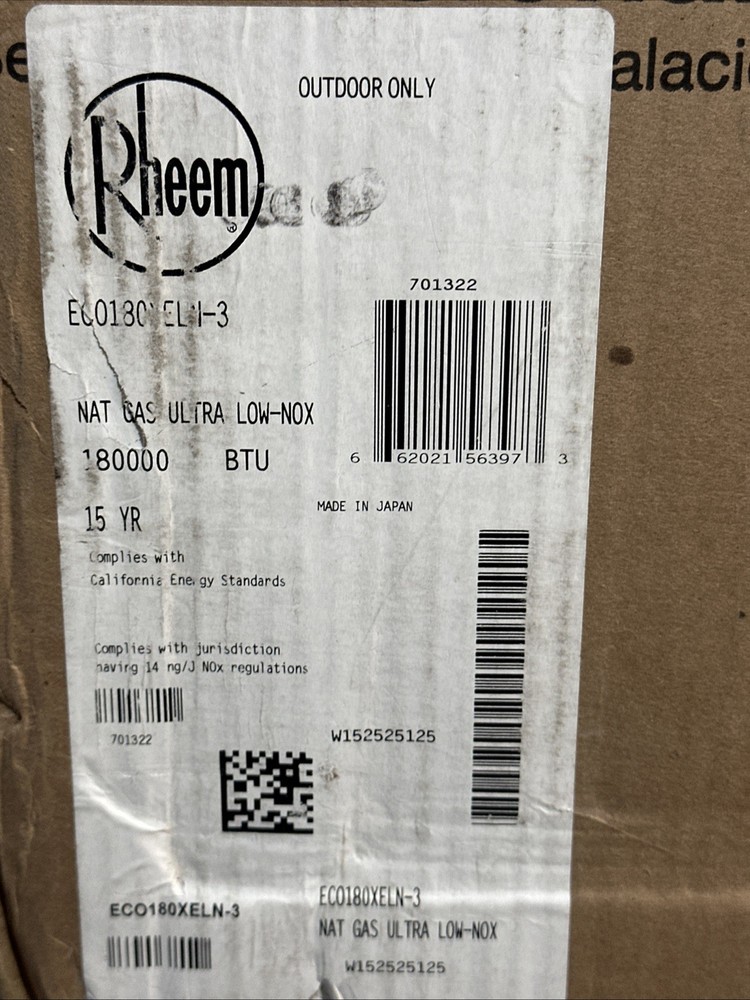 Rheem SMART Outdoor Tankless Water Heater Natural Gas 8.4 GPM ECO180XELN-3