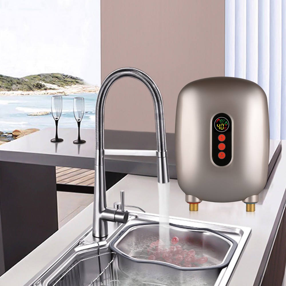 220V Electric Tankless Home Hot Water Heater Whole House Instant Heating 6500W