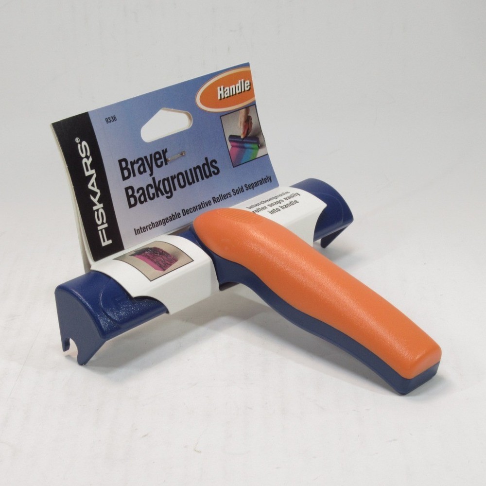 Brayer Backgrounds Roller Handle for Interchangeable Ink Pattern Rollers Fiskars