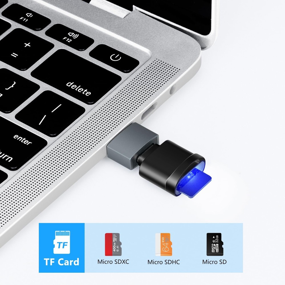 TF Card Reader, Micro SD Type C Memory Reader Black