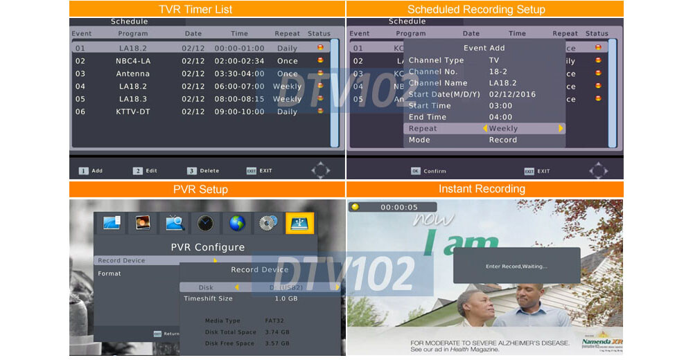 Digital ATSC Converter Box For Broadcast Channels Play Pause Program Scheduling