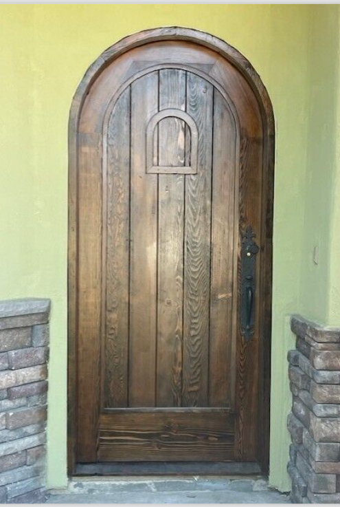 Rustic reclaimed solid lumber arched door wine room castle storybook CUSTOM
