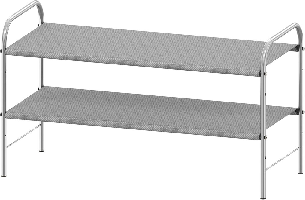 2-Tier Shoe Rack Storage Organizer, Grey