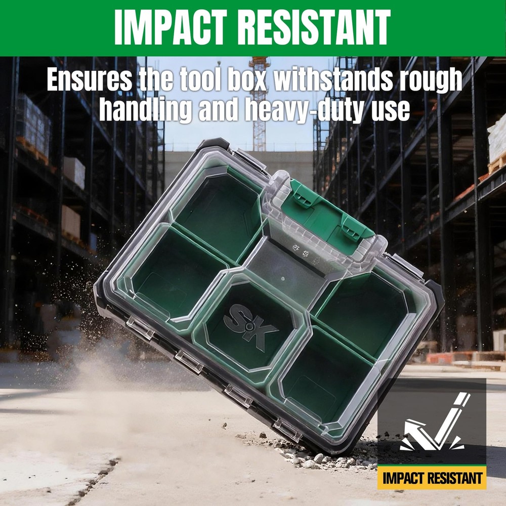 13.5-Inch Small Part Organizer, Stackable Tools Box Organizer with 7 Compartm...