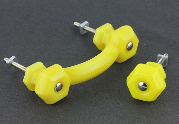 3" Antique Glass Pull Lemon Yellow