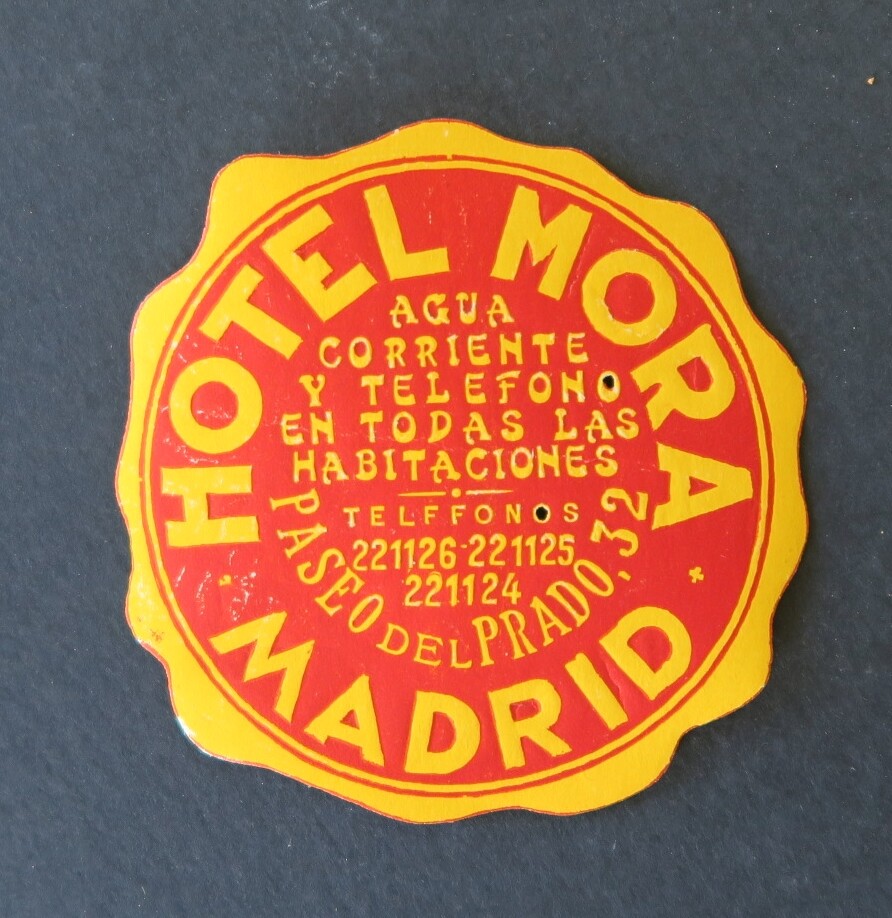 Old label HOTEL MORA MADRID Spain