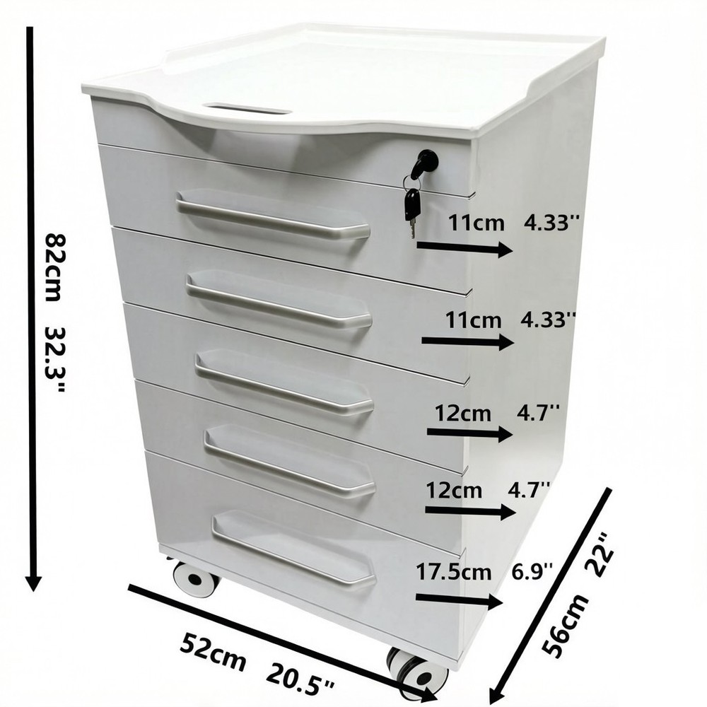 5-Layer Mobile Lab Storage Cabinet Bedside Table for Office Organization Utility