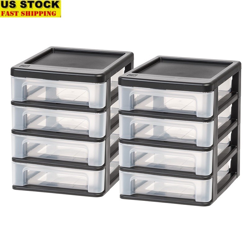 Compact 4 Drawer Desktop Organizer Unit Stackable Mini Storage House Office New