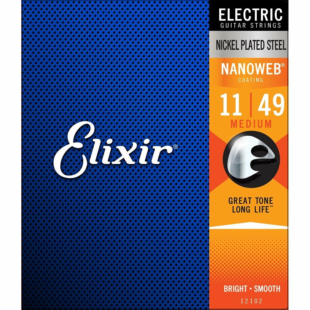 Elixir Medium Nanoweb Electric Guitar Strings 12102 1 Set Single Pack  11-49
