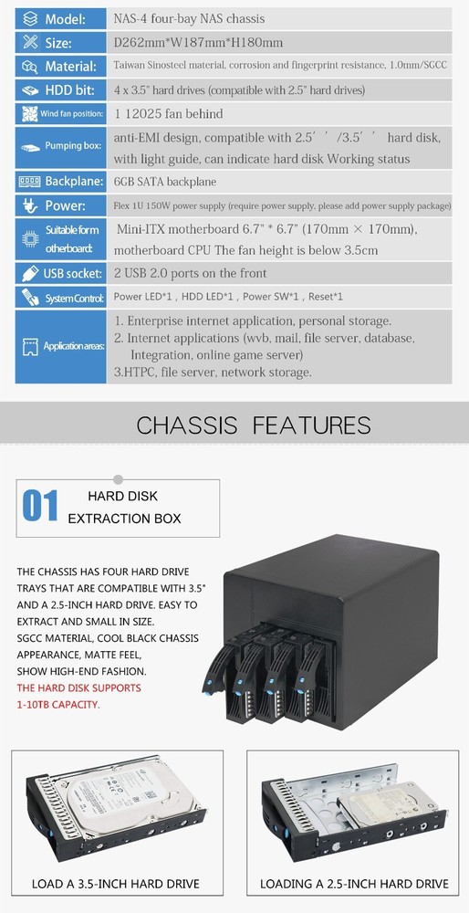 Nas Case Hard Drivers Bay Server Fan case Distributed Storage Home Empty chassis