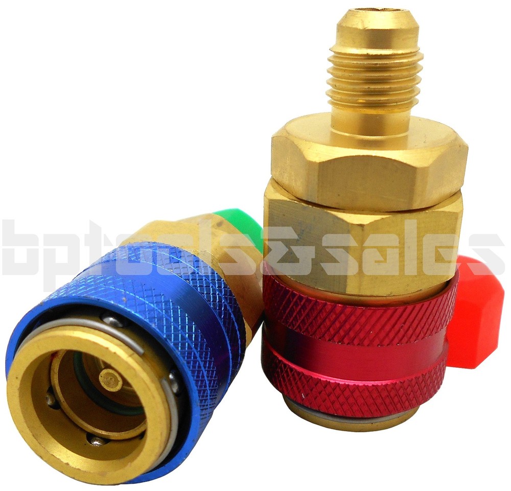 R134a AUTO QUICK COUPLER BRASS ADAPTERS LOW & HIGH SIDE A/C MANIFOLD SET