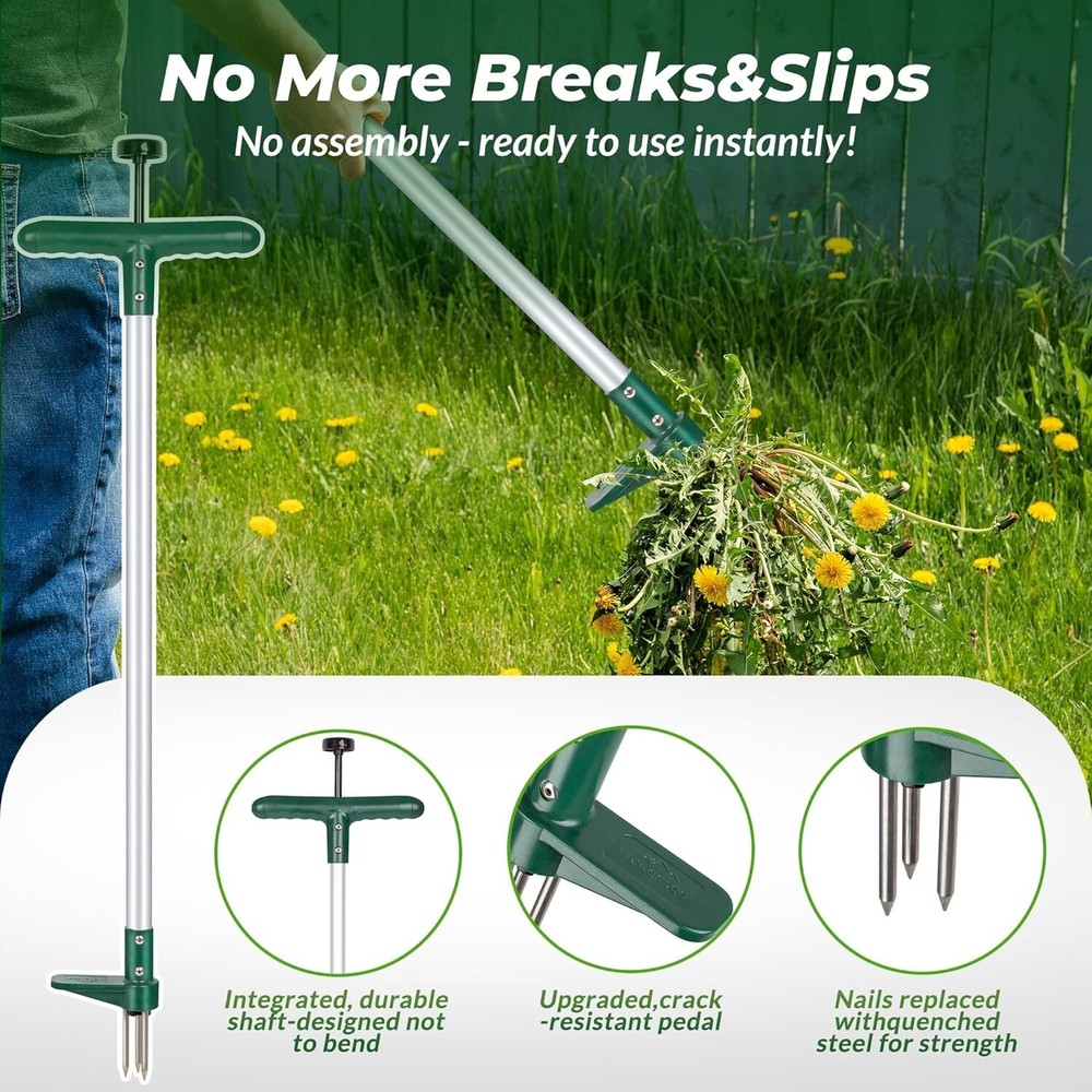 Weed Puller Stainless Steel Long Handle 3 Claws Garden Tool for Easy Weeding