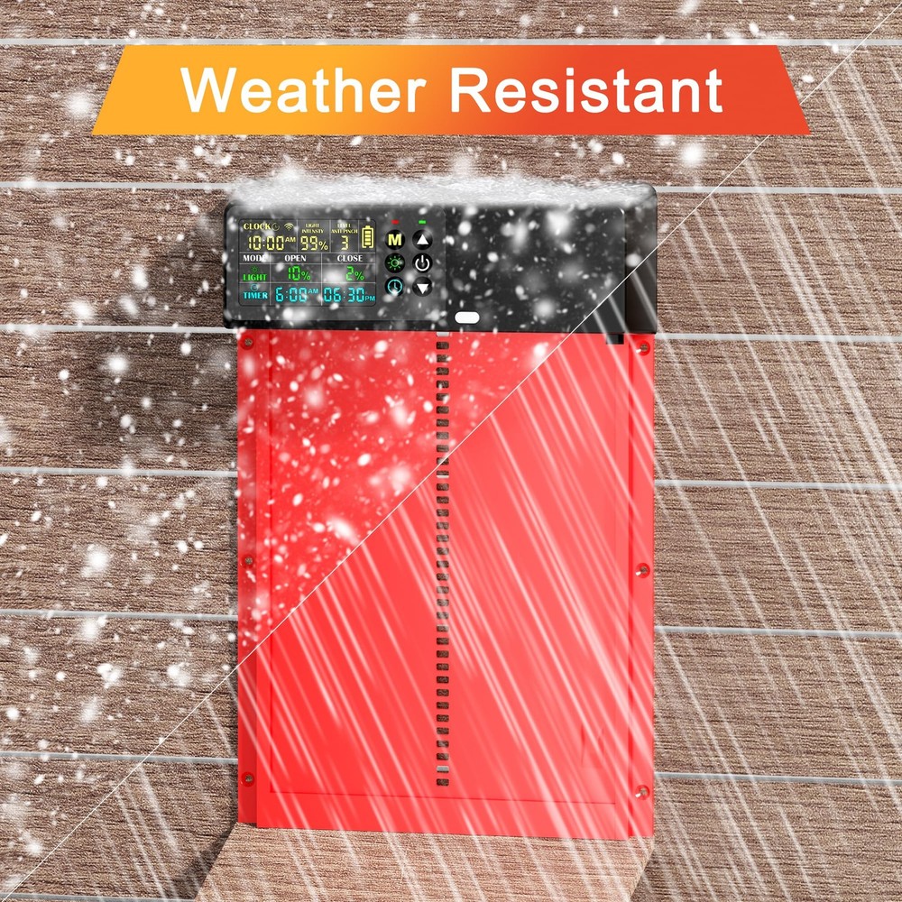 Chicken Coop Door Solar Powered with Programmable Remote Control, Automatic A...