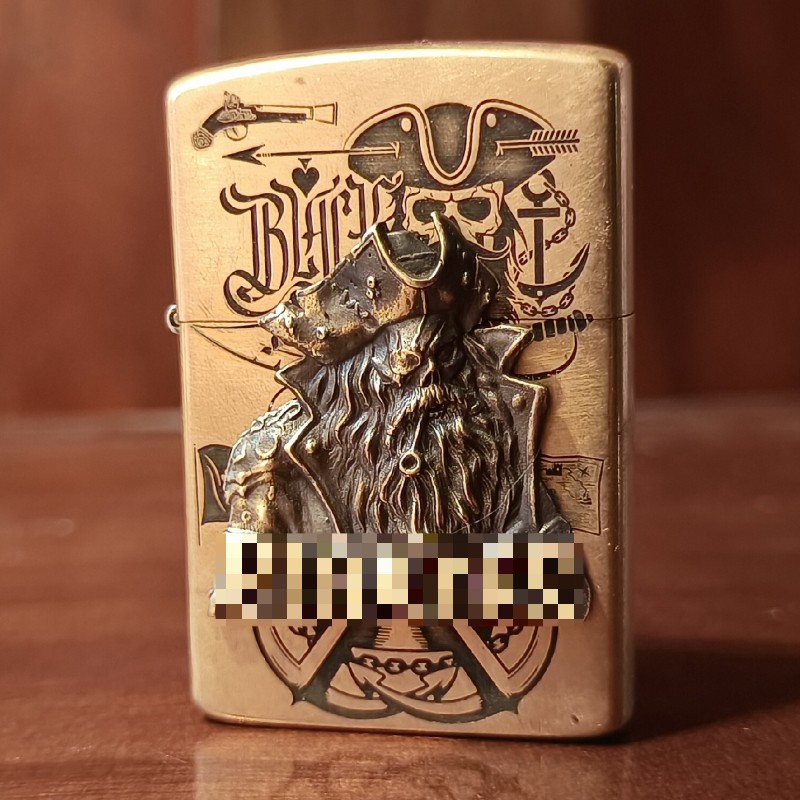 Brass Pirate Captain Emblem Lighter DIY Patch Accessory No Lighter