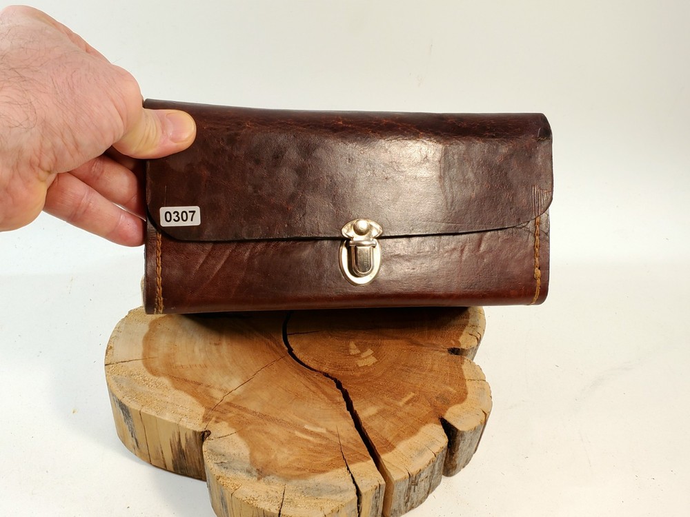 Antique leather ammunition box