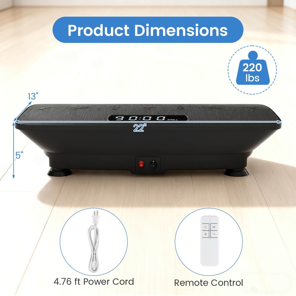 Vibration Plate Exercise Machine w/ Gravity Sensor, Remote Control, Bluetooth