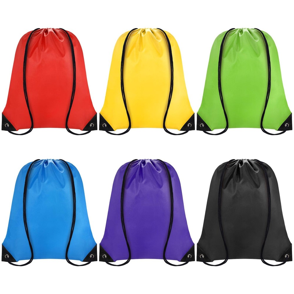 Grneric Drawstring Backpack Bulk 6 PCS, 16.5" x 13.3", Multicolor