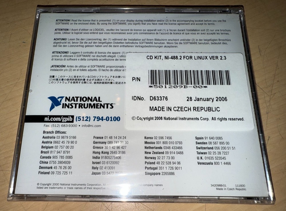 National Instruments CD-ROM Kit NI-488.2 for Linux Version 2.5 Software