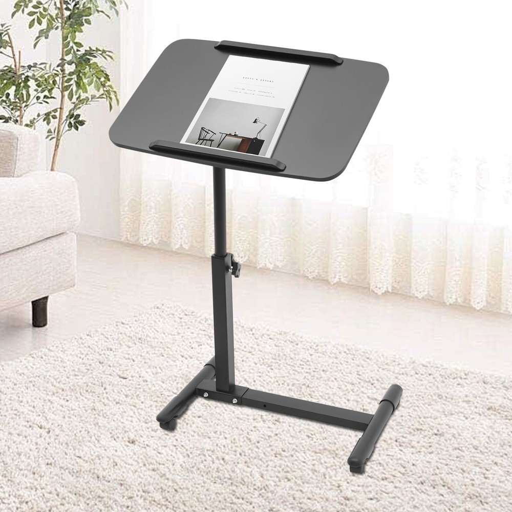 Adjustable Rolling Bedside Table with Wheels for Home and Office Use
