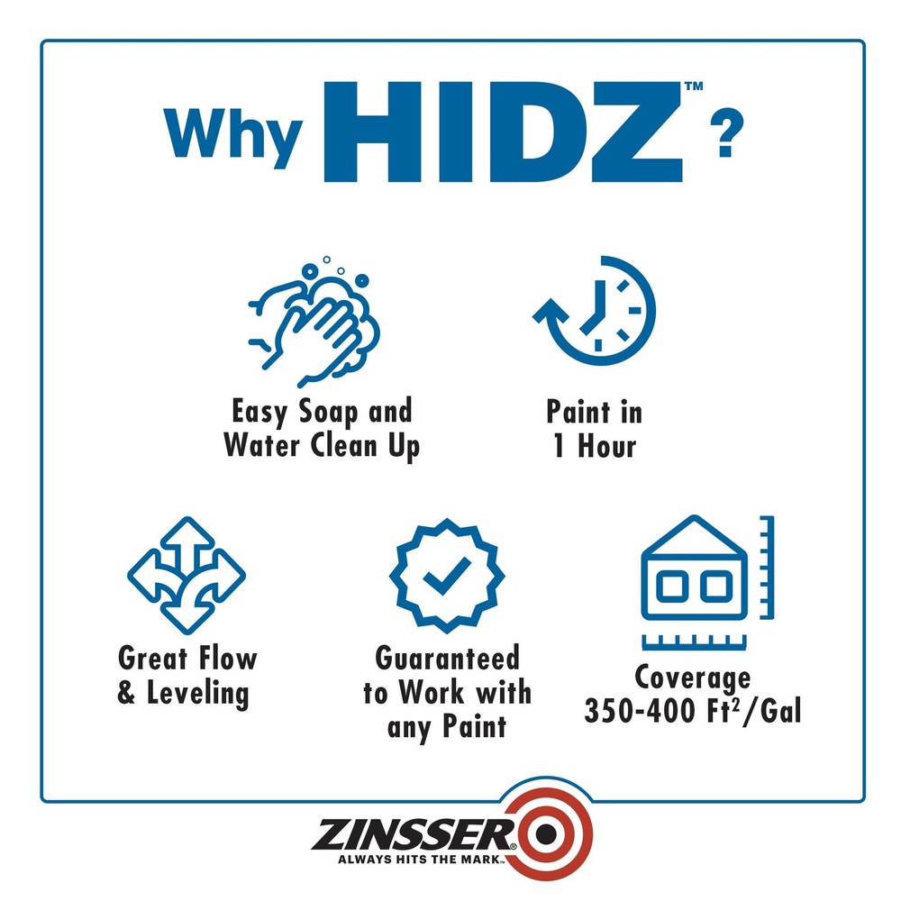 373693 HIDZ Multi-Purpose Primer and Sealer, Quart, Flat White