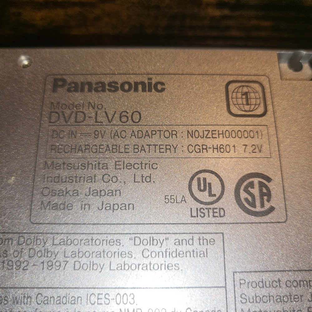 Panasonic Portable DVD Player DVD-LV60