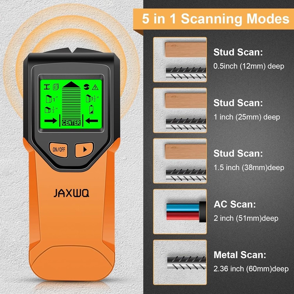 Stud Finder Wall Scanner - 5 in 1 Stud Finder Tool w/Microprocessor Chip and ...