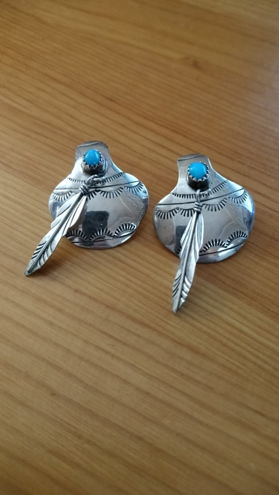 Sterling Silver Turquoise "Pottery" Stud Earrings