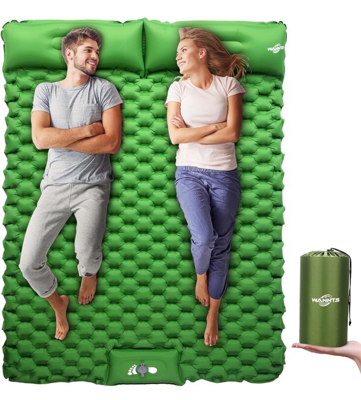 WANNTS Sleeping Pad Ultralight Inflatable Double Sleeping for Camping, Green