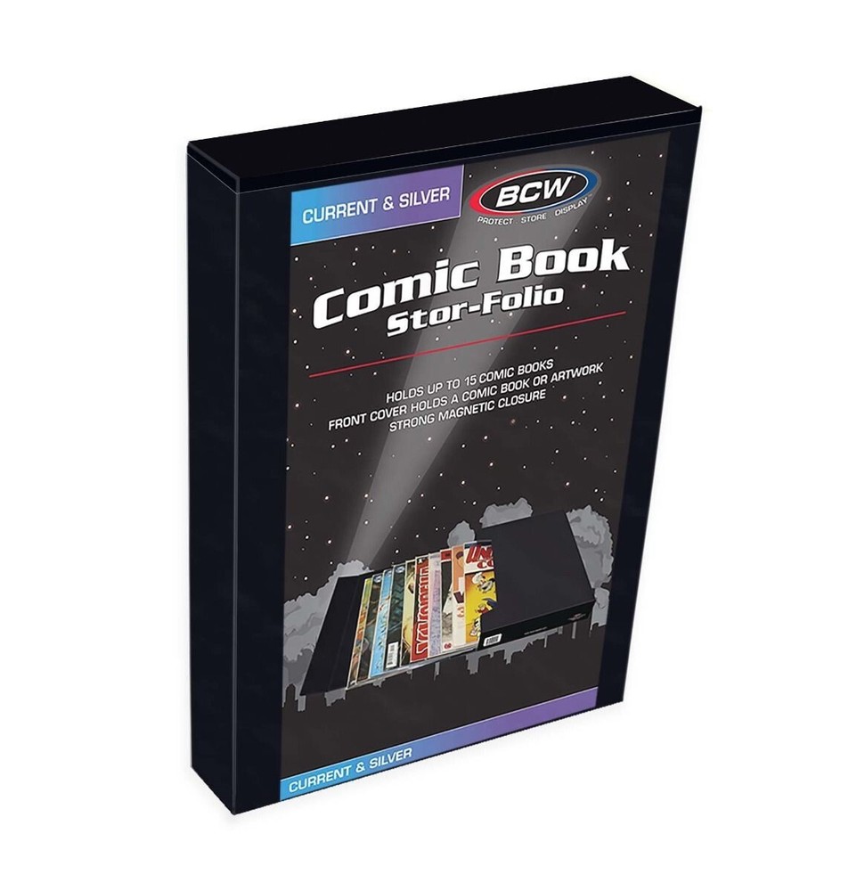5 BCW Comic Book Storage Folio Case Folder Drop Back Box Hold 15 Bagged 20 Loose