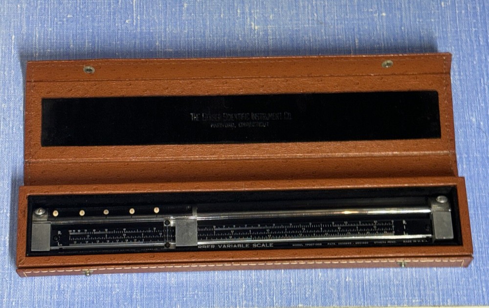 Vintage Gerber Variable Scale Engineering Slide Rule Model TP007100B With Case