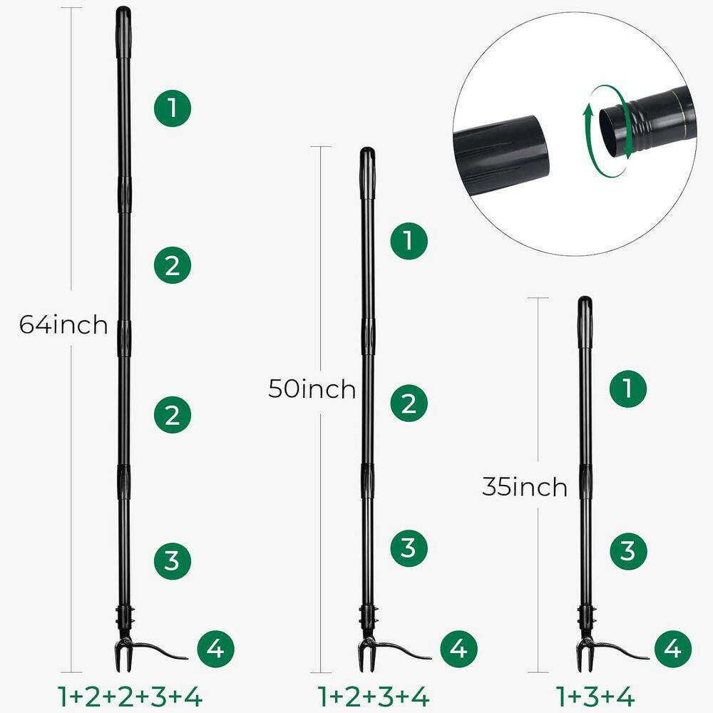 Weed Puller Tool with 4 Claw Head and Long Adjustable Handle for Different Heigh
