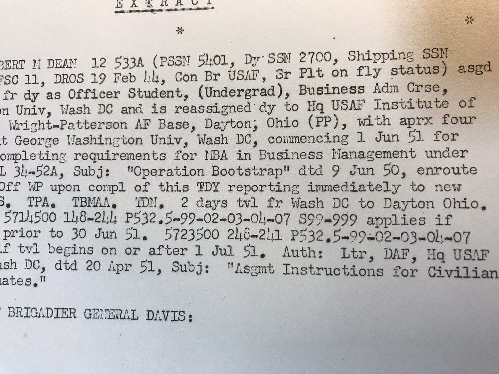Operation Bootstrap Original Pilots Copy Documents 1951 Wright Patterson AFB
