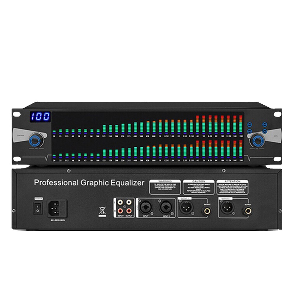 Professional Graphic Equalizer Digital Equalizer Dual 31-Band Spectrum Display.