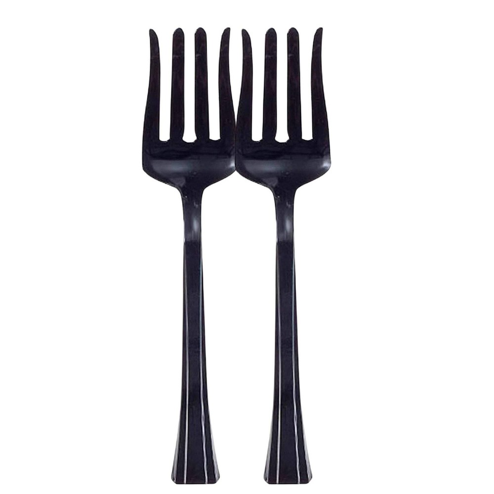 12" Black heavy weight plastic serving fork: 2 Pack