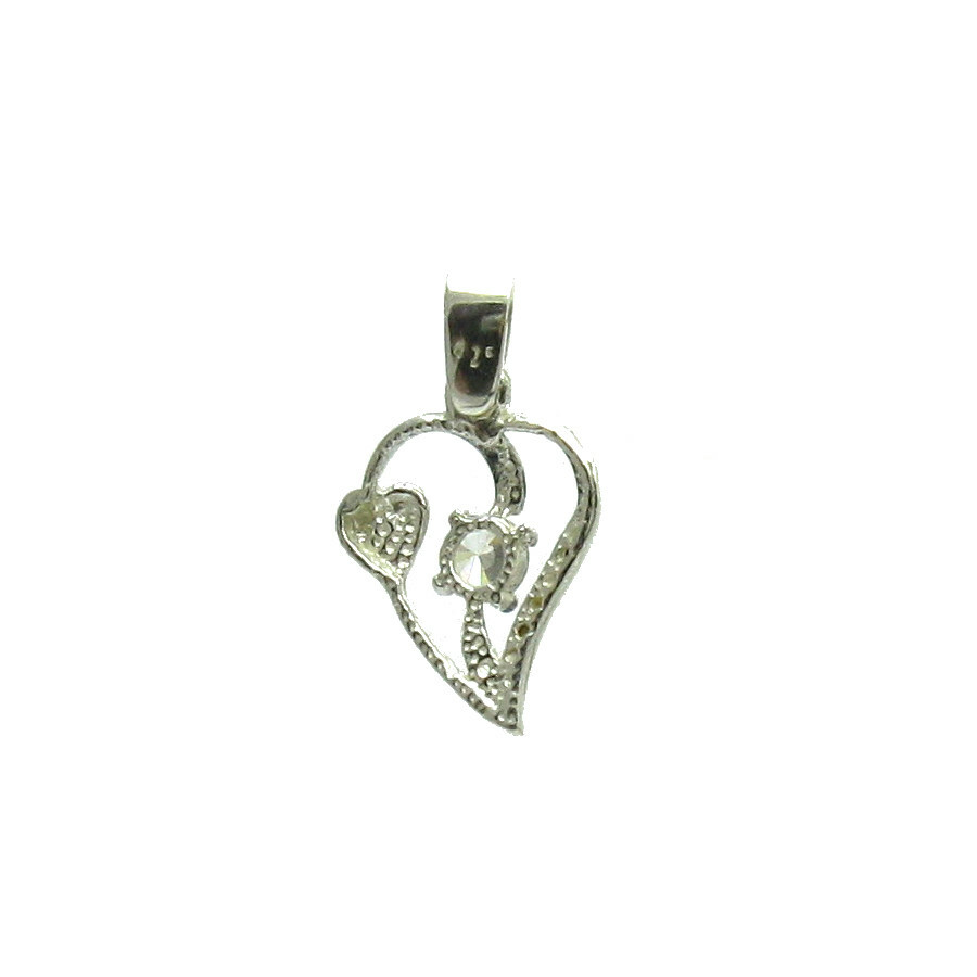 Sterling Silver Pendant Heart Charm Hallmarked Solid 925 With 5mm CZ Empress