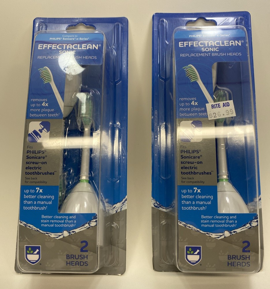 2 Pack Rite Aid Effectaclean Sonic Replacement Brush Heads 2 Count Each Pack