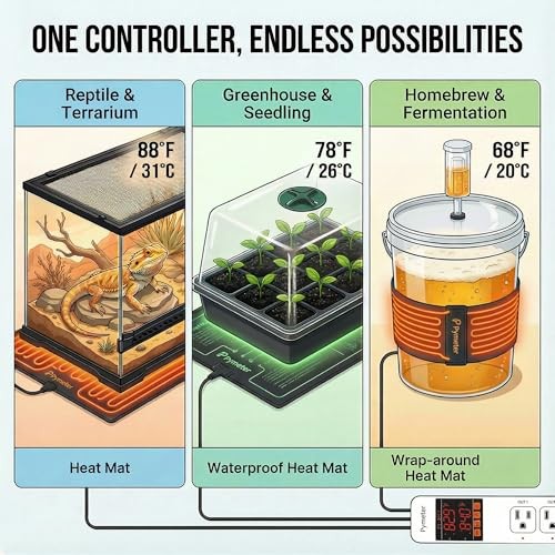 Digital Temperature Controller Dual Probe Reptile Thermostat PY-20TT-10A