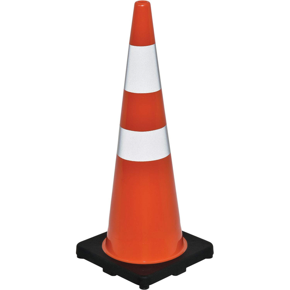 36" Reflective Traffic Cone, Black Base, 10 Lbs
