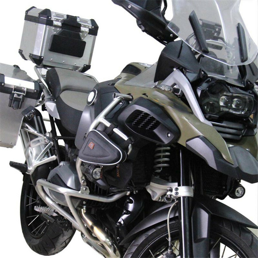 Motorcycle Saddle Storage Bag Engine Guard Mount Case Pouch Accessories Black