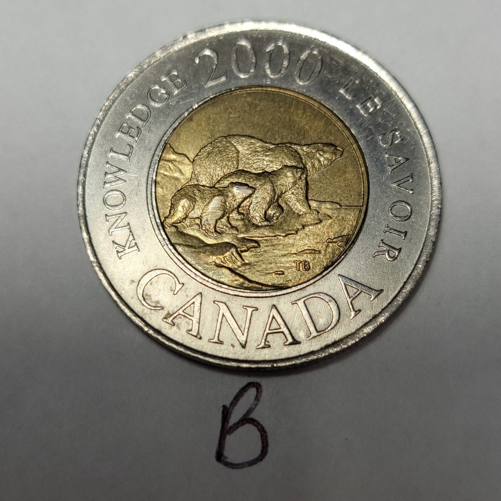 2000 CANADA KNOWLEDGE 2 Dollar Toonie Coin TB8