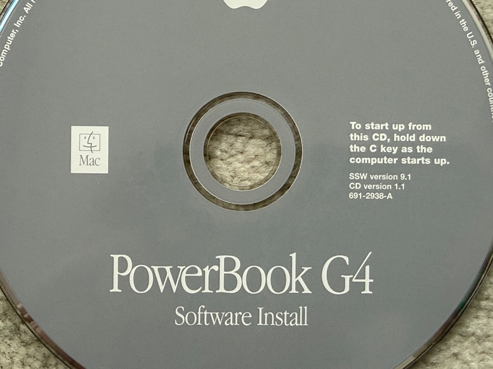 Apple Powerbook G4 Software Install Disc w/ Restore Disk / Mac OS v 9.1